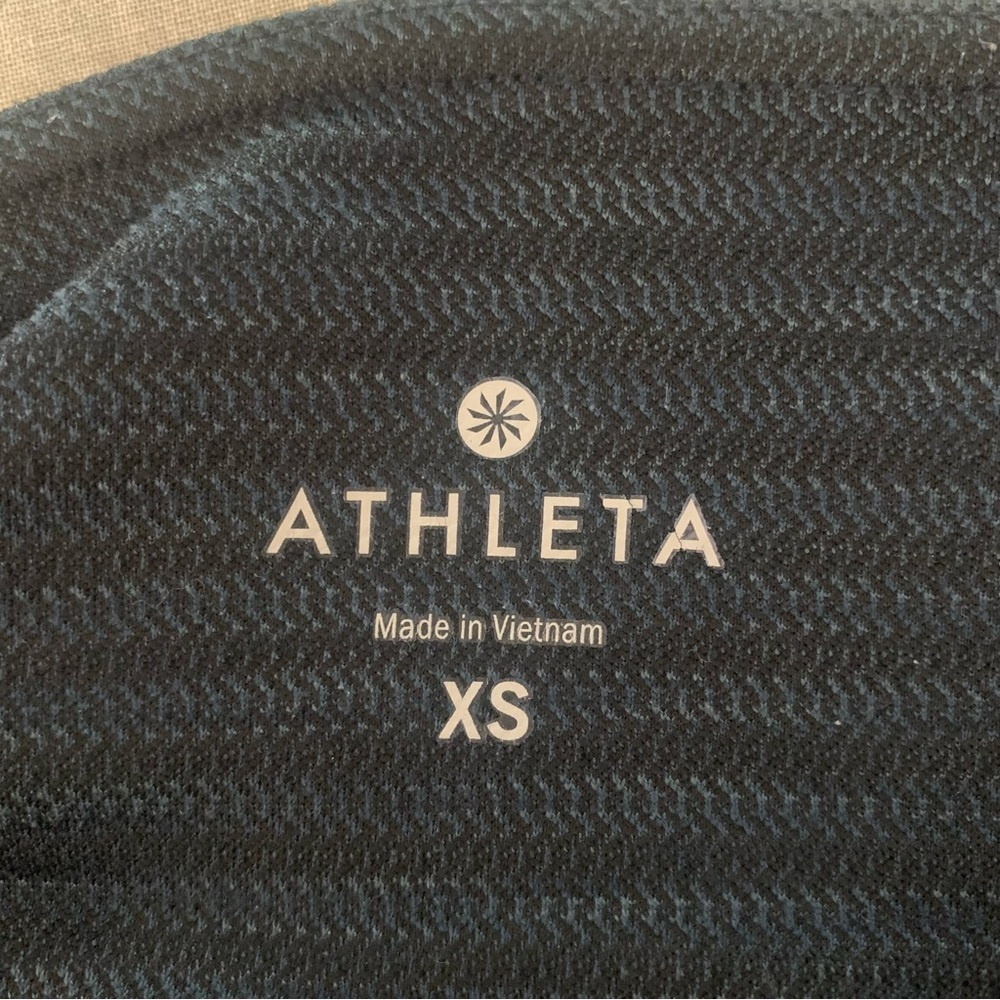 ATHLETA Athletic Tights Leggings Textured Herringbone Pattern Blue - Picture 2 of 16